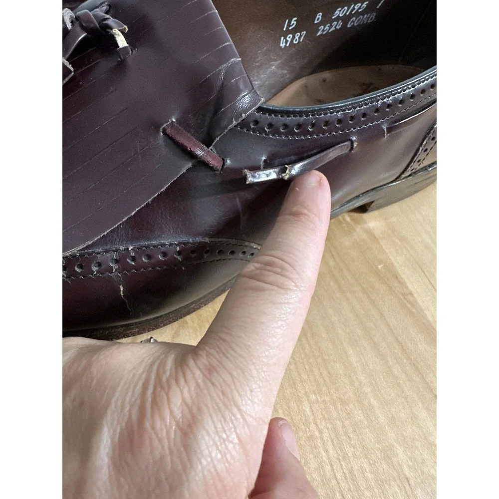 Allen Edmonds Grayson Burgundy Tassel Loafers Mens 15 B USA Made Dress Shoes